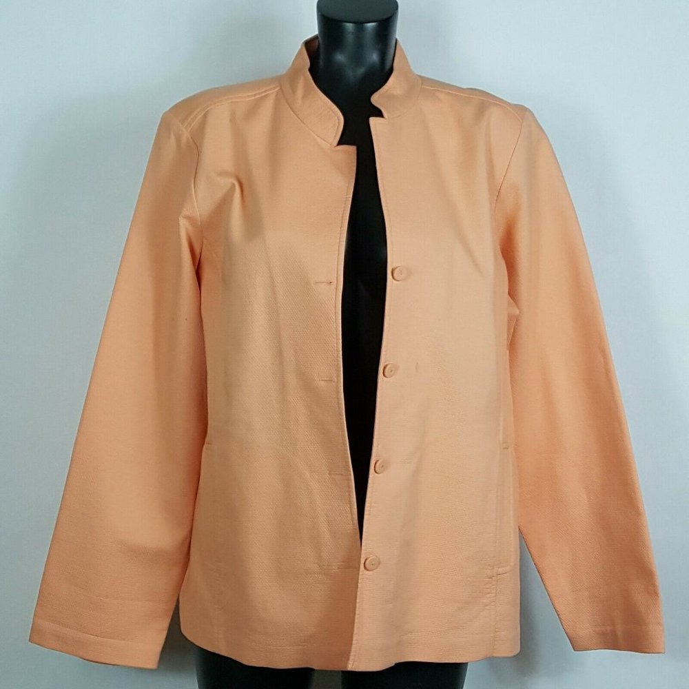 Eileen Fisher Sz 18 Peach Textured Blazer Button